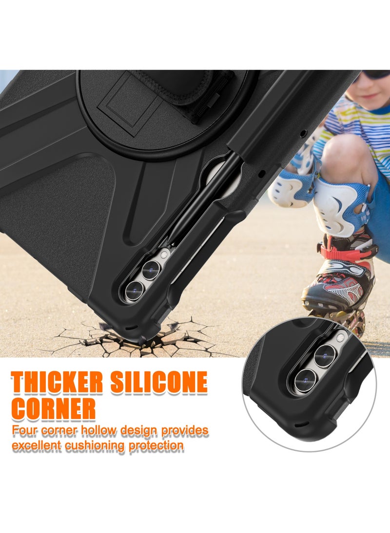 Rock Pow Case for Samsung Galaxy Tab S10 Plus 12.4 Inch 2024/Tab S9 Plus 12.4 2023/S9 FE Plus 12.4 2023/S8 Plus 2022/ S7 FE 2021/ S7 Plus 2020 Case with S Pen Holder Heavy Duty Shockproof Protective Cover with Hand Strap S-Pen Holder/Handle/Rotating Kickstand - Image 5