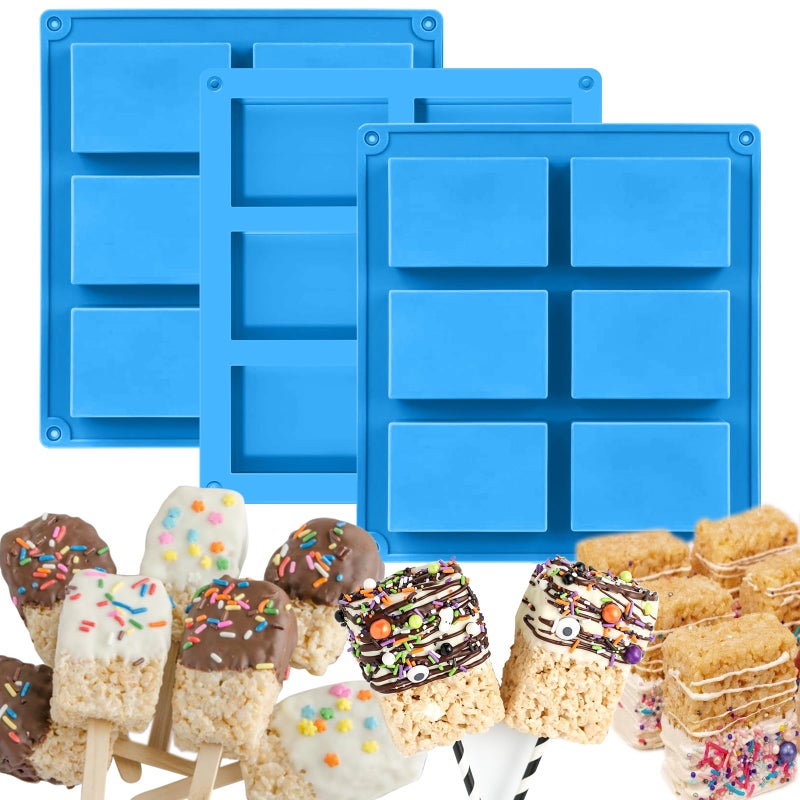 Sidosir Rice Krispies Silicone Mold for Rice Krispies Treats Baking, 6-Cavity Granola Cereal Bars Mold for Chocolate Cheesecake Brownie - Image 1
