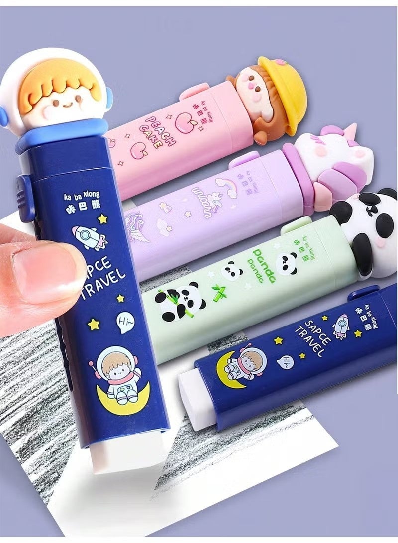 4pc Cute Cartoon Push-Pull Eraser with 4 Replacement Core – Retractable Kawaii Design for Kids' Writing & Drawing | Smooth, Clean Erasing with Minimal Residue | Fun Stationery Gift for School, Art, and Creative Supplies - Image 5