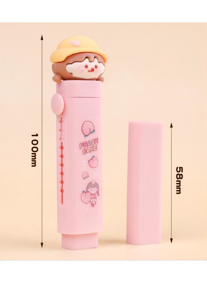 4pc Cute Cartoon Push-Pull Eraser with 4 Replacement Core – Retractable Kawaii Design for Kids' Writing & Drawing | Smooth, Clean Erasing with Minimal Residue | Fun Stationery Gift for School, Art, and Creative Supplies - Image 2