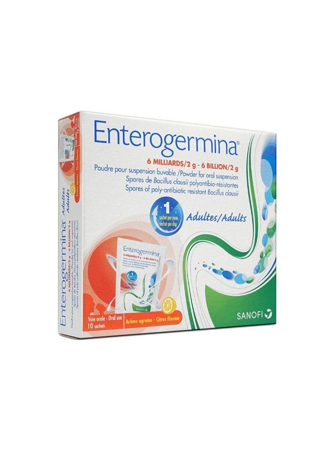 Enterogermina 6 Billion Oral Suspension Powder Citrus Flavor 10 Sachets - Image 2