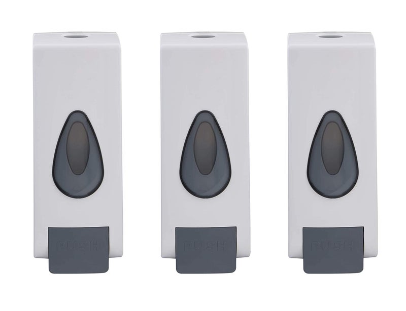 Bath Guru Bathroom Abs Plastic Soap Shampoo Conditioner Lotion Gel Dispenser Wall Mounted 350 Ml (Set of 3, Push White) - Image 1