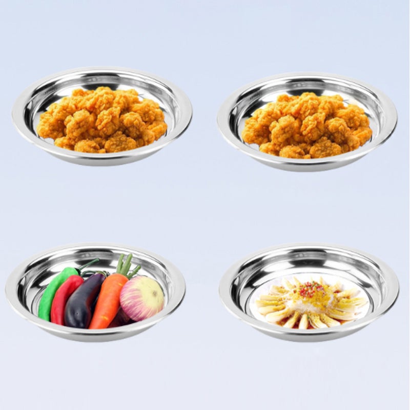2pcs Stainless Steel Dumpling Dish Multifunction Round Double Layer Disk Steamed Tray Draining Plate - Image 5