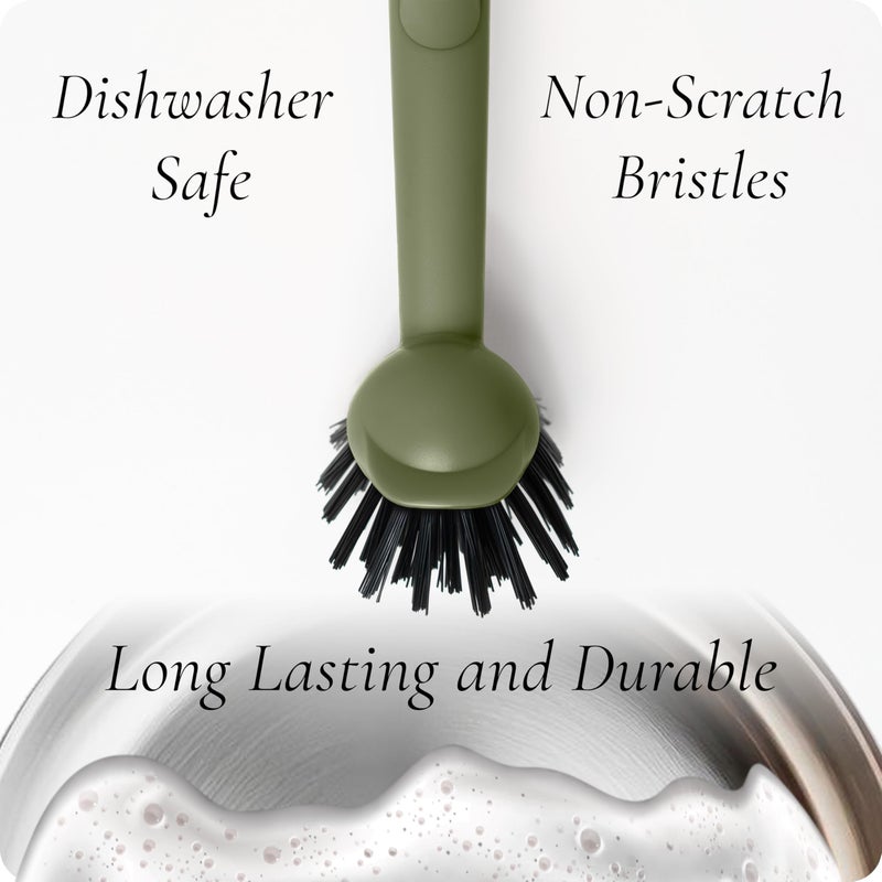 Earth & Mango Magnetic Dish Brush â€“ Dish Scrubber with Built-in Scraper â€“ Snaps to Sink, Dries Fast, Declutters Your Counter (Onyx Black) - Image 5