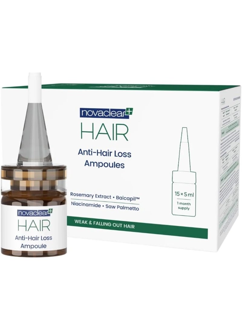 Novaclear Anti-Hair Loss Ampoules – Intensive Hair Fall Control with Baicapil™, Botanical Extracts & Strengthening Actives – 15 x 5 ML - Image 1