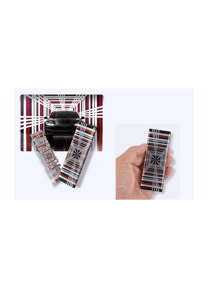 Excefore Automotive 3D Badge Sticker Compatible, Plaid Emblem, Tail Logo for Tesla Model 3/Y/S/X Accessory Metal Letter (Red Black) - Image 1