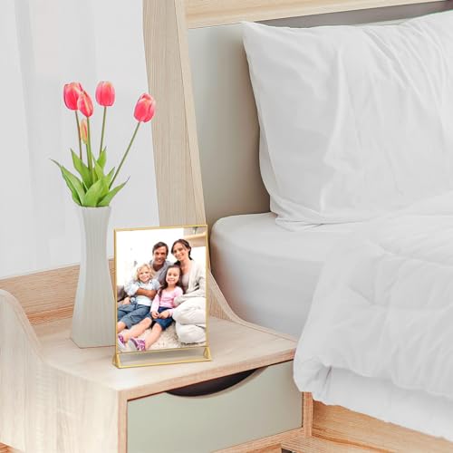 NIUBEE 6Pack 4 x 6 Clear Acrylic Sign Holder with Gold Borders and Vertical Stand, Double Sided Table Menu Holders Picture Frames for Wedding Table Numbers, Restaurant Signs, Photos and Art Display - Image 5