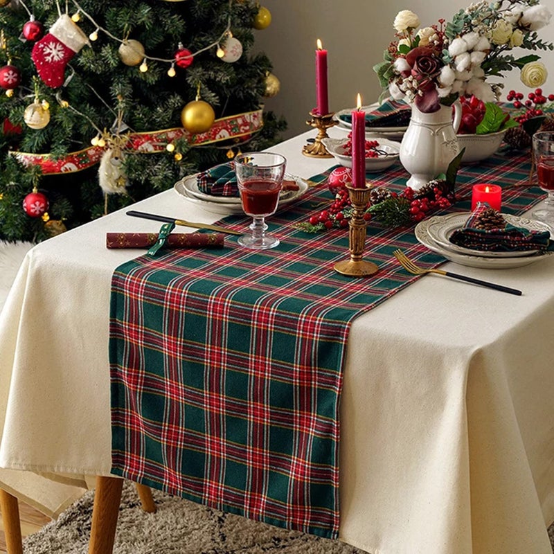 The Purple Tree Tartan Check Runner Cloth for 6 Seater Table (13x72 inches) Table Runner for Dining Table, Christmas Table Runner, Xmas ,Christmas Gift - Image 5