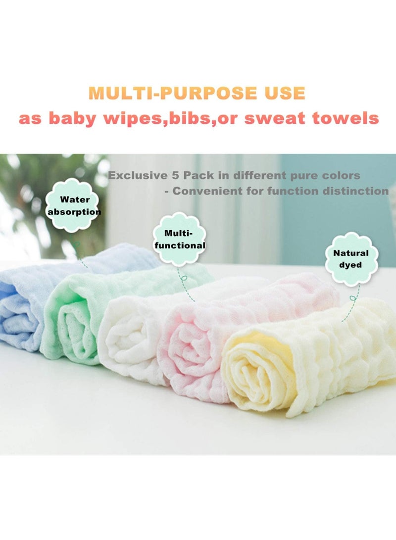 سكاي تاتش عبوة من 5 مناشف ومناشف أطفال من الموسلين، مصنوعة من القطن العضوي بنسبة 100%، متعددة الاستخدامات للتغذية والاستحمام واللعب، ناعمة للغاية للبشرة الحساسة - Image 4