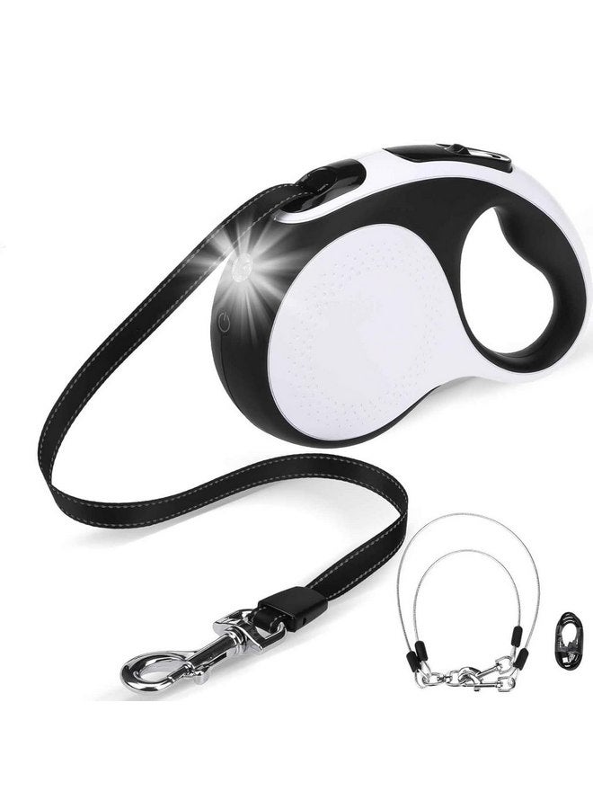 BINGPET Dual Retractable Dog Leash with Light, 360° Tangle-Free Double Dog Leash for Two Dogs with Reflective Wire Ropes, Chew Proof Heavy Duty Retractable Dog Leash for Small and Medium Dogs Walking