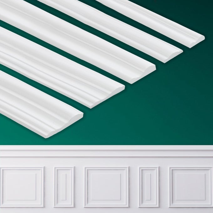PEEL AND STICK WALL MOLDING CHAIR RAIL WAINSCOTING PANEL FINISH TRIM FOR HOME DECORATION PAINTABLE WHITE 98FT X 09IN