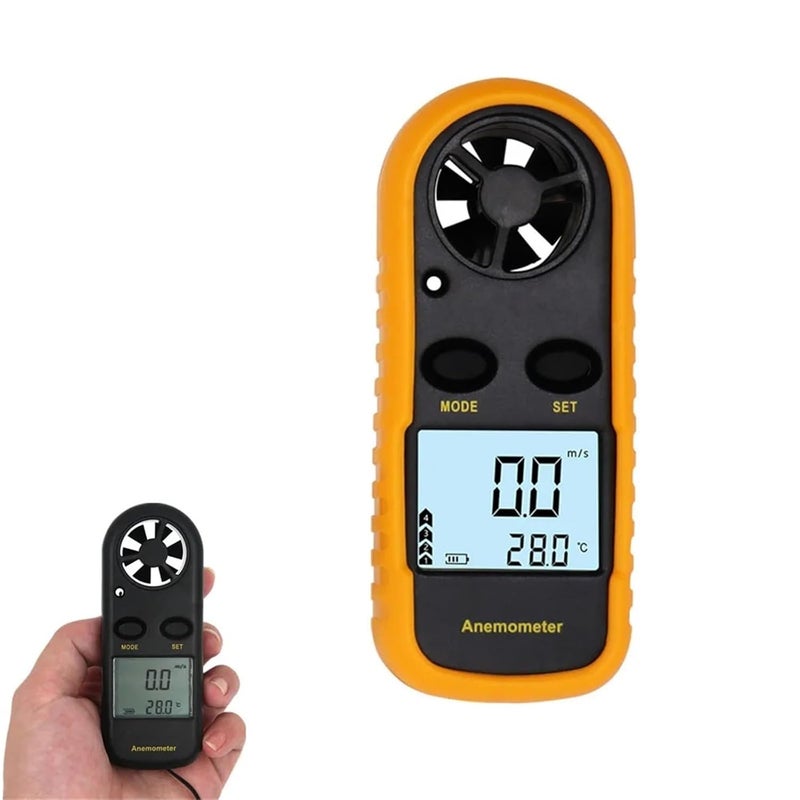 GM816 مقياس سرعة الرياح الرقمي مقياس سرعة الهواء درجة الحرارة شاشة LCD إضاءة خلفية 1 قطعة - Image 1