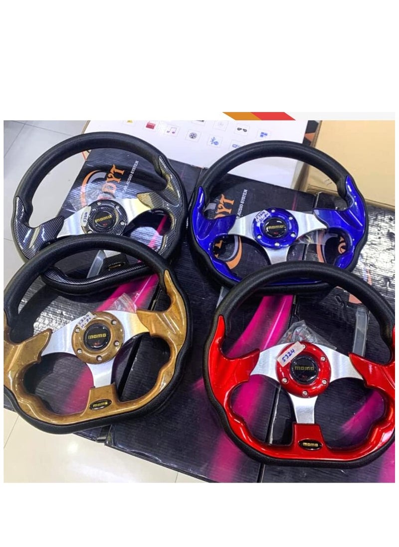 Royal - ROYAL - Universal Racing Steering Wheel for Car, "D" Shaped Horn Race Tuning Style Sport MOMO Steering Wheel for Race/Rally/Motorsport/Car Sim Driving (DYT-5324) (Silver) - Image 1