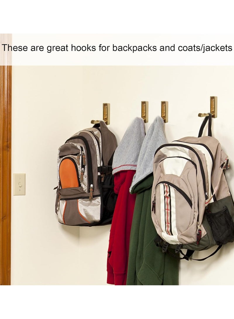 Foldable Gold Wall Hooks 4 Pack,Heavy Duty Wall Hooks for Hanging Coats Towels Backpacks Bags Brushed Gold Towel Hooks in The Bathroom,Closet,Entryway,Pool and Kitchen.(Gold, 4) - Image 2