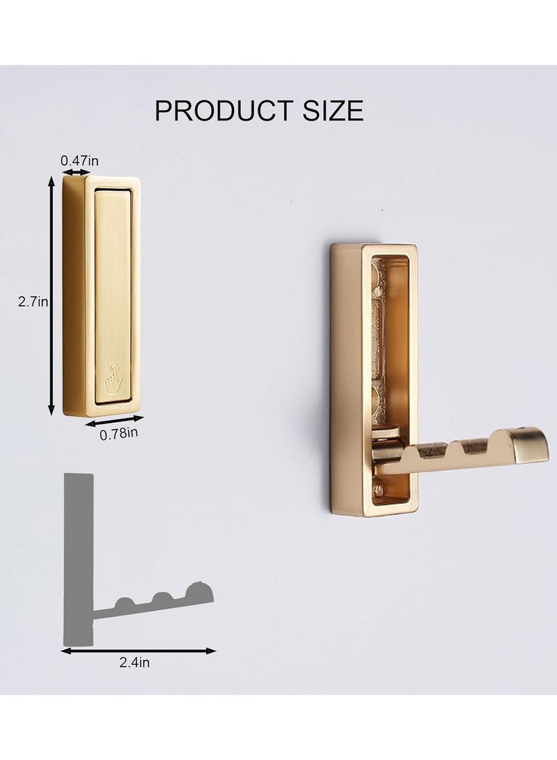 Foldable Gold Wall Hooks 4 Pack,Heavy Duty Wall Hooks for Hanging Coats Towels Backpacks Bags Brushed Gold Towel Hooks in The Bathroom,Closet,Entryway,Pool and Kitchen.(Gold, 4) - Image 4