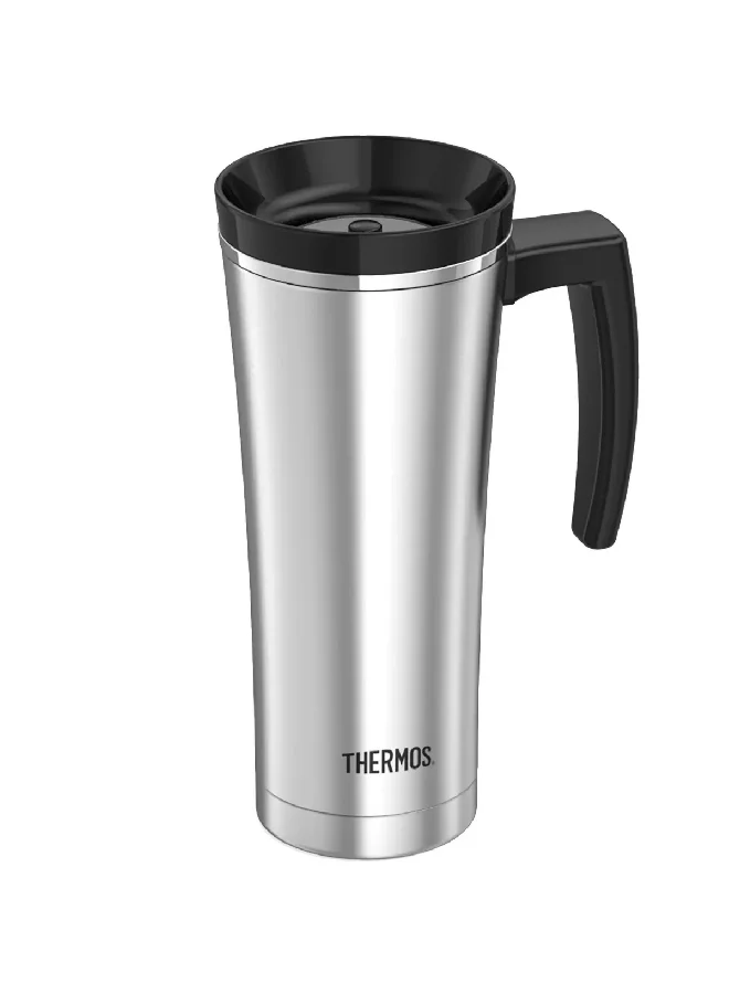 THERMOS Sipp Insulated Stainless Steel Travel Mug Silver And Black 16Oz Ns402Bk4
