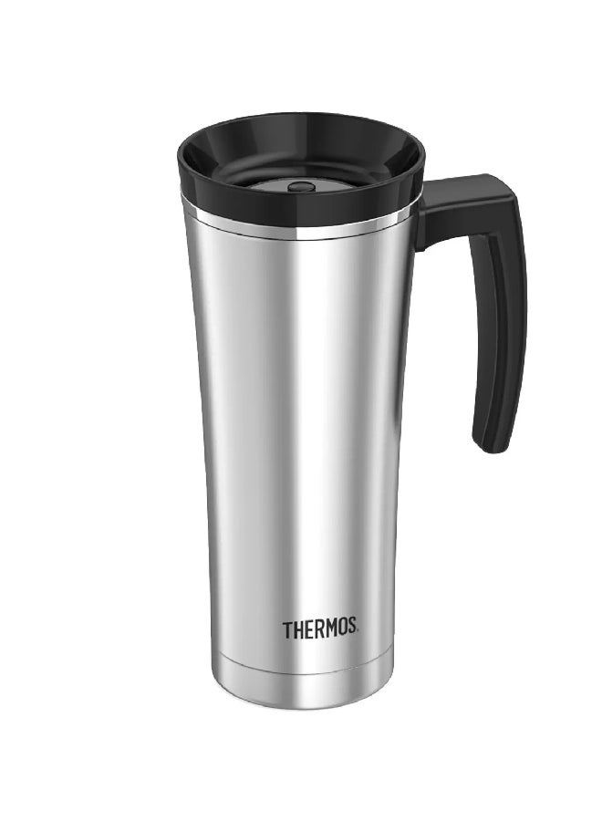 ترموس سيب كوب سفر معزول من الستانلستيل، باللونين الفضي والأسود، بحجم 16 أونصة NS402BK4 - Image 1
