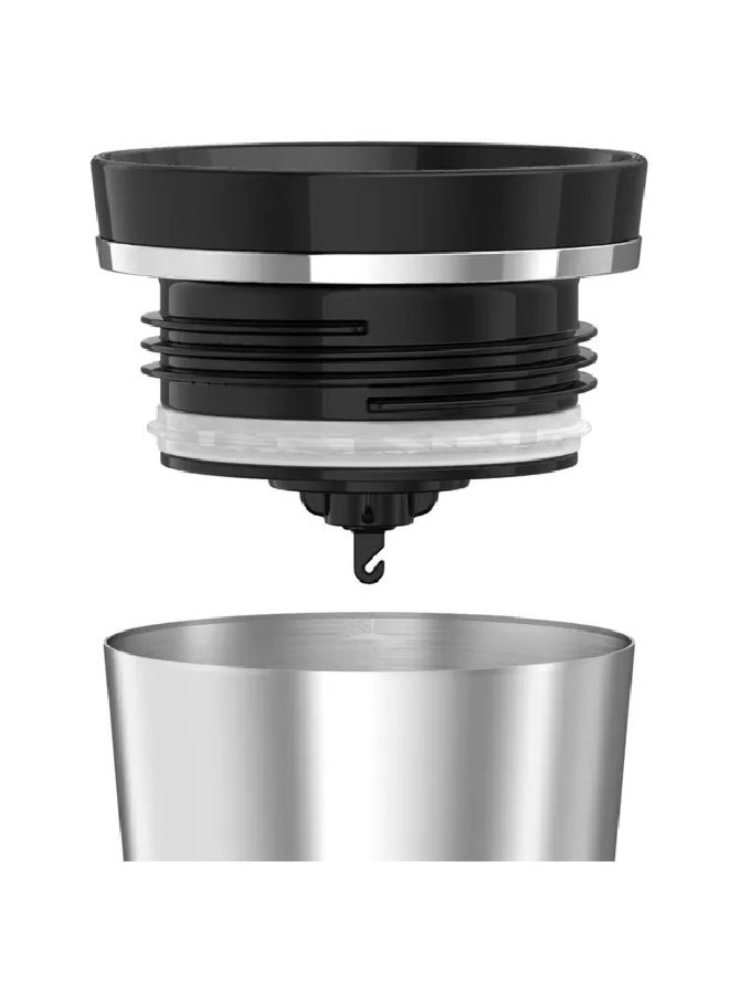 ترموس سيب كوب سفر معزول من الستانلستيل، باللونين الفضي والأسود، بحجم 16 أونصة NS402BK4 - Image 3