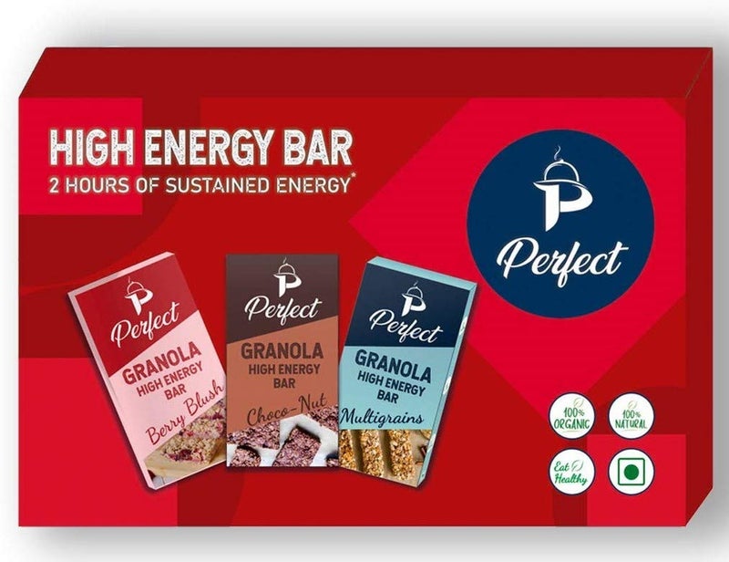 Perfect Granola High Energy Bar - Pack of 9 Premium and Healthy One Meal bar (Berry Blush Choco Nut Multigrain ) |Protein Bar | No Added Sugar 180gram - Image 1