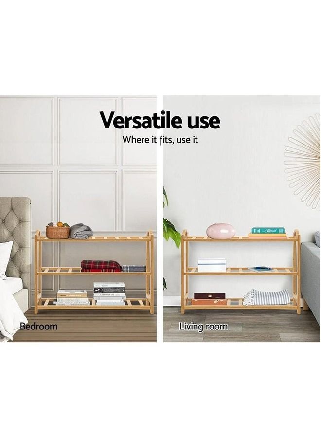 3 Tier Multifunctional Natural Bamboo Shoe Rack, Portable Wooden Stand, Free Standing Shelf for Home, Entryway, Living Room, Balcony - Image 3