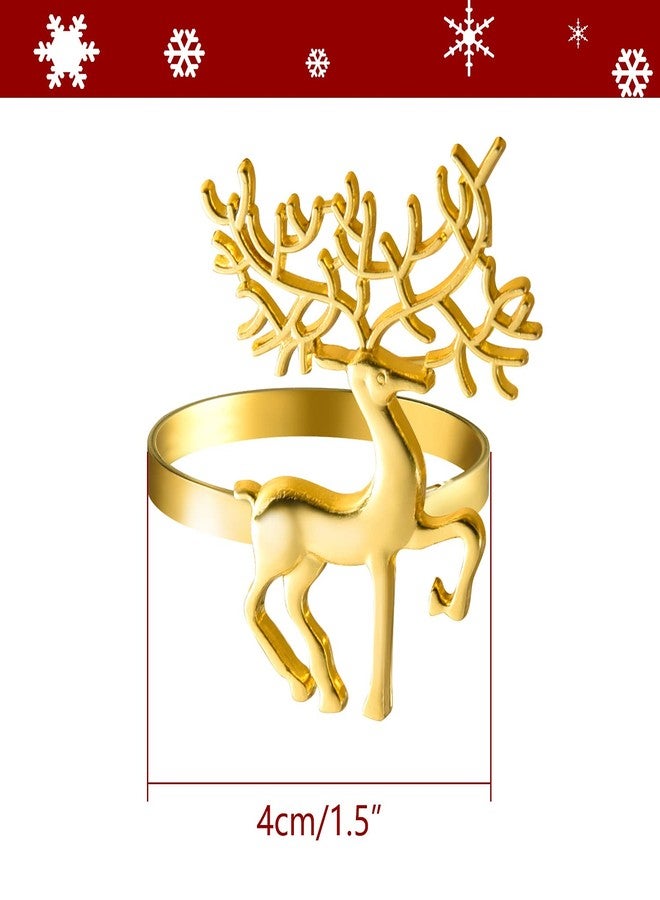 ELECLAND 12Pcs Gold Christmas Napkin Rings - Deer and Snowflake Holders for Xmas Dinner Tables, Winter Party Decorations - Image 3