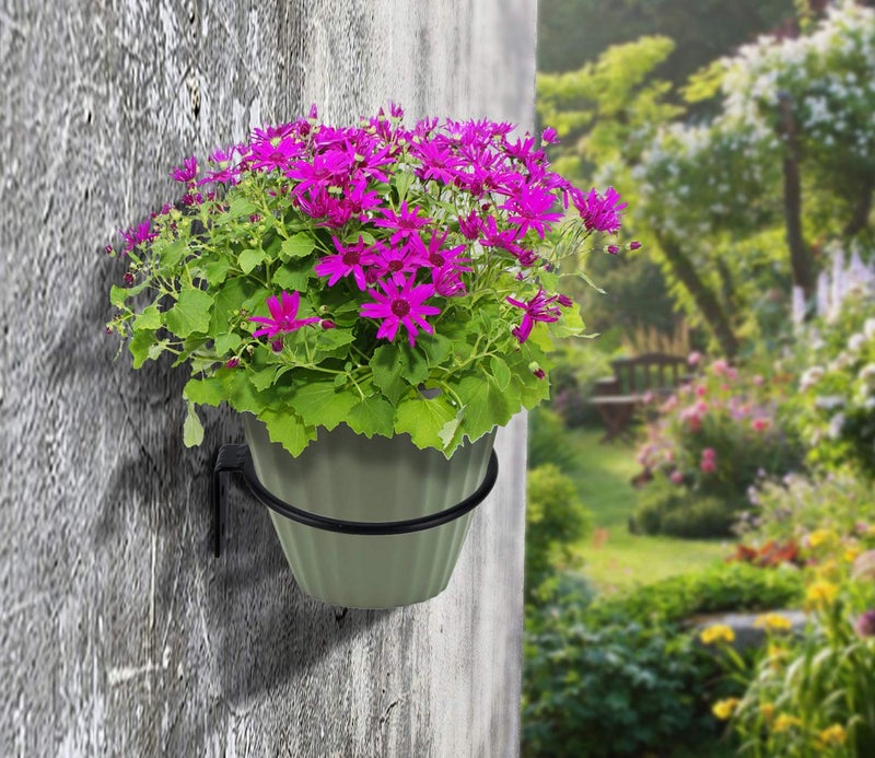 INDIAN DECOR . 29813 Classic 8 inch Flower Pot Holder Ring Wall Mounted 3 Pack Metal Planter Hooks Hangers Wall Bracket, Black - Image 3
