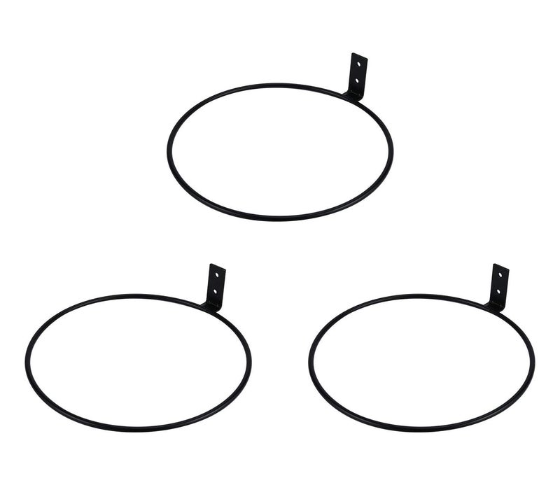 INDIAN DECOR . 29813 Classic 8 inch Flower Pot Holder Ring Wall Mounted 3 Pack Metal Planter Hooks Hangers Wall Bracket, Black - Image 1