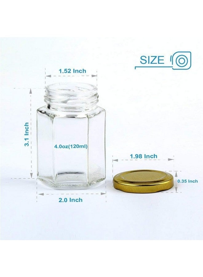 Encheng 4 oz Clear Hexagon Jars,Small Glass Honey Jars With Lids(Golden),Mason Jars For Herb,Foods,Jams,Liquid, Spice Jars For Storage 30 Pack - Image 1
