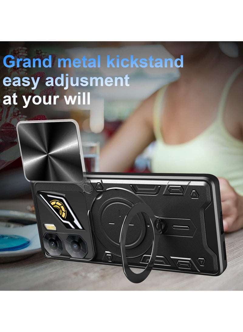 عام "غلاف متوافق مع هاتف ZTE nubia NEO3 5G - مزود بحماية عدسة منزلقة مدمجة + حامل حلقي دوار 360° مع حماية المفصلة، بتصميم قابل للطي" - Image 2