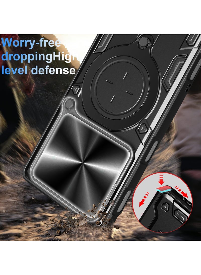 عام "غلاف متوافق مع هاتف ZTE nubia NEO3 5G - مزود بحماية عدسة منزلقة مدمجة + حامل حلقي دوار 360° مع حماية المفصلة، بتصميم قابل للطي" - Image 4