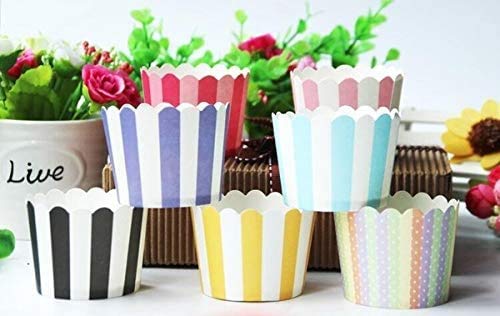 E Shopping ® Paper Cupcake Liners, Muffin Cups for Kitchen Baking, Wedding Party (Random Colors and Designs) - Set of 50 Cups - Image 2