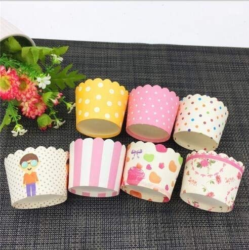 E Shopping ® Paper Cupcake Liners, Muffin Cups for Kitchen Baking, Wedding Party (Random Colors and Designs) - Set of 50 Cups - Image 4