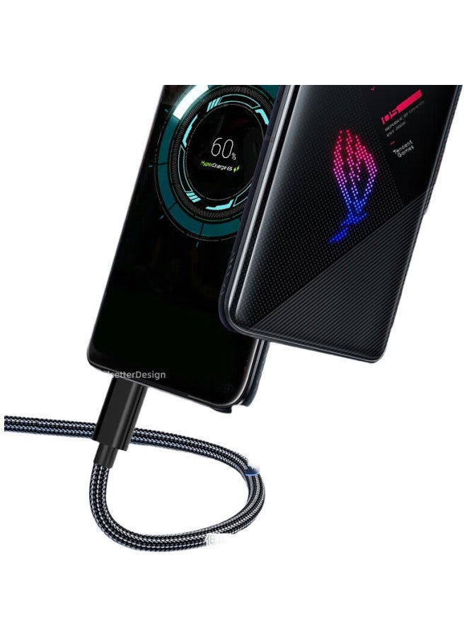 Trendsetter Compatible With Asus Rog Data Cable, 65W Fast Charging Dual-Head Type-C Charging Cable, Rog9/9Pro/5/6/6Pro/7/8 Gaming Phone Pd Flash Charging 5A Braided Data Cable - Image 3