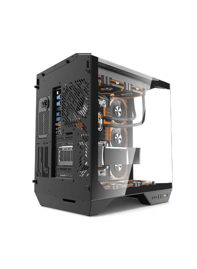 دارك فلاش حافظة كمبيوتر ألعاب darkFlash DY470 متوسطة الحجم ATX، لوحة أم خلفية قابلة للتوصيل، حجرة مزدوجة، زجاج بانورامي، ما يصل إلى مشعاعين 360 مم، متوافق مع RTX 40، (4 مراوح ARGB PWM 120 مم، (أسود) - Image 3