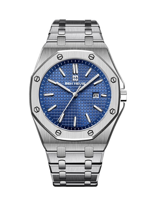 Waterproof Quartz Wrist Watch for Men - BN3018G-SilverBlue