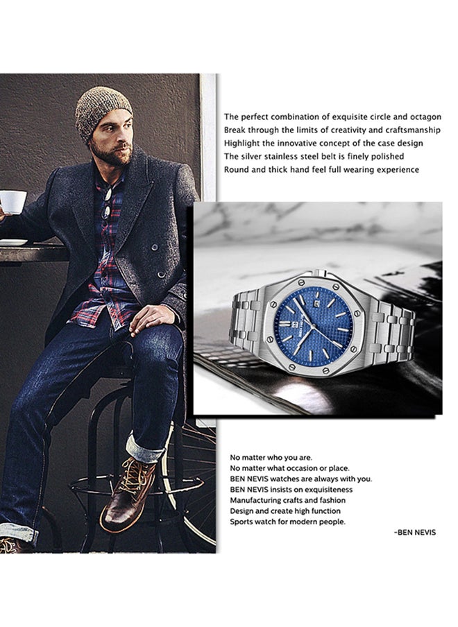BEN NEVIS - Waterproof Quartz Wrist Watch for Men - BN3018G-SilverBlue - Image 1