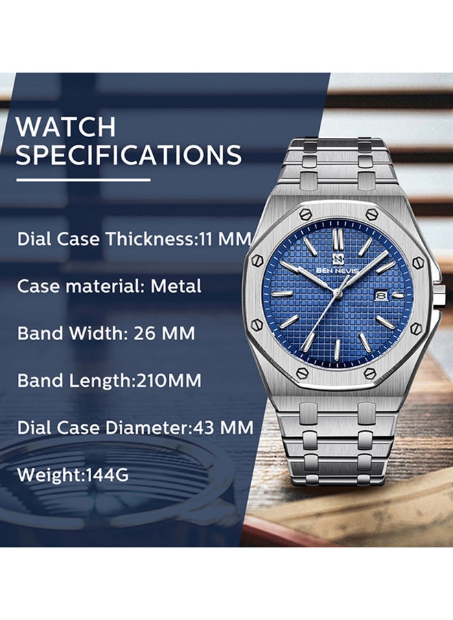 BEN NEVIS - Waterproof Quartz Wrist Watch for Men - BN3018G-SilverBlue - Image 1