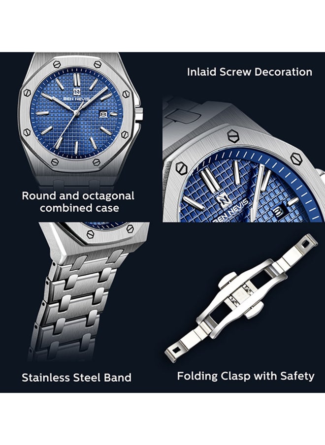 BEN NEVIS - Waterproof Quartz Wrist Watch for Men - BN3018G-SilverBlue - Image 1