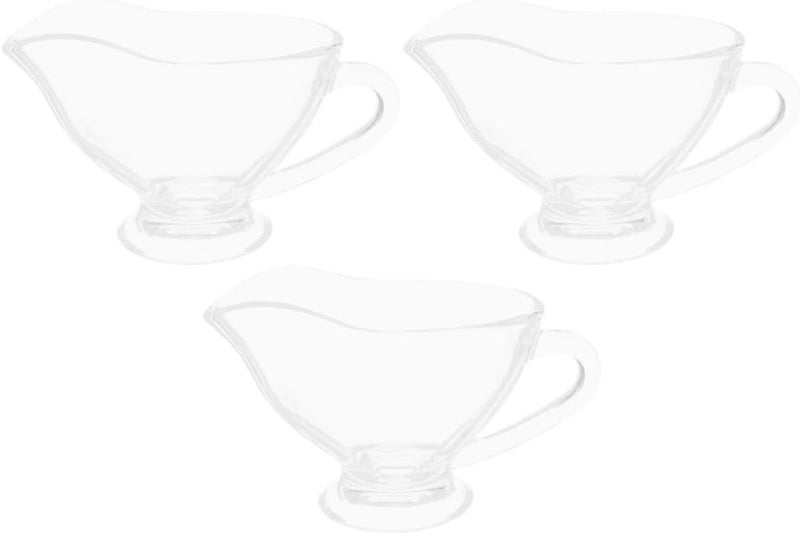 Toyvian 3pcs Glass Gravy Boats with Spout 215ml, Sauce Jugs for Serving, Microwave and Dishwasher Safe, Small Glass Pitchers for Holiday Dining and Table Use - Image 1