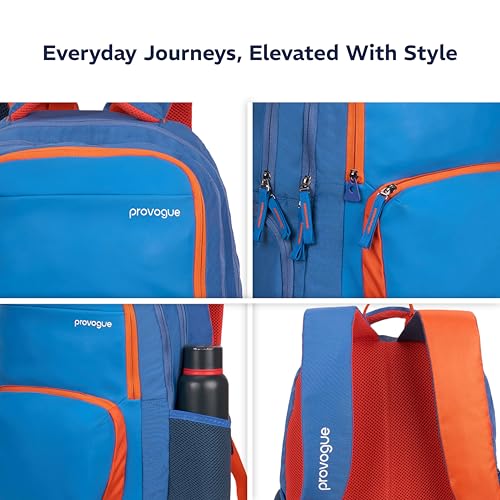 Provogue Pacer Smart laptop backpack with built-in rain cover, office backpack, travel bag, laptop bag for men and women with bottle holder and side pocket, with laptop sleeve, Denim Blue, 35 Ltr - Image 5