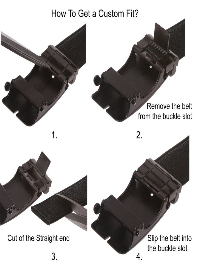 Beltiscool Men's Alligator Leather Automatic Buckle Slide Ratchet Dress Belt, Black | 40/42 - Image 5