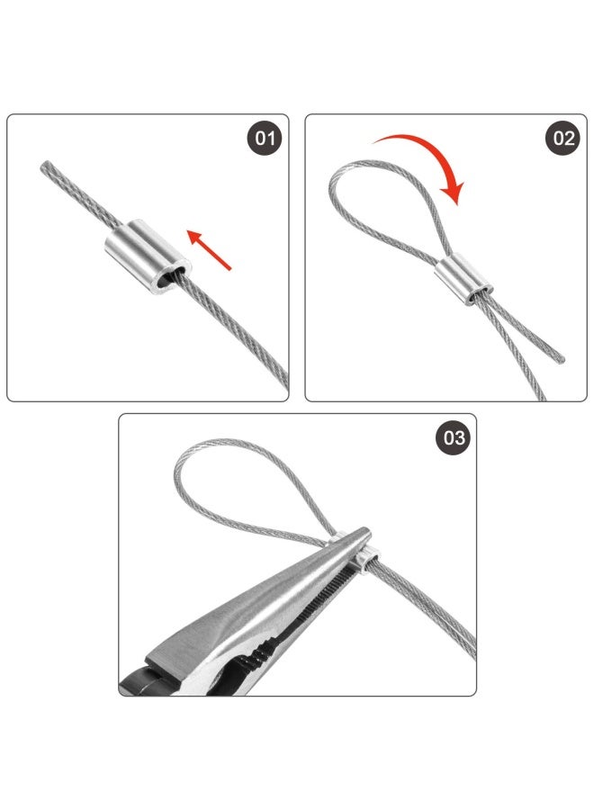 Chengu Vinyl Coated Picture Frame Hanging Wire Stainless Steel Wire Spool With 20 Pieces Aluminum Crimping Loop Sleeve Supports Up To 110 Lbs 1.5 Mm X 98 Feet  - Image 5