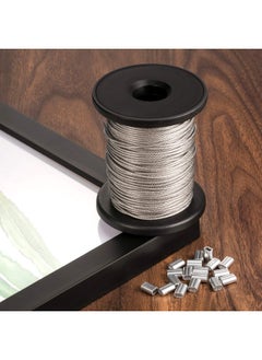 Chengu Vinyl Coated Picture Frame Hanging Wire Stainless Steel Wire Spool With 20 Pieces Aluminum Crimping Loop Sleeve Supports Up To 110 Lbs 1.5 Mm X 98 Feet  - Image 3