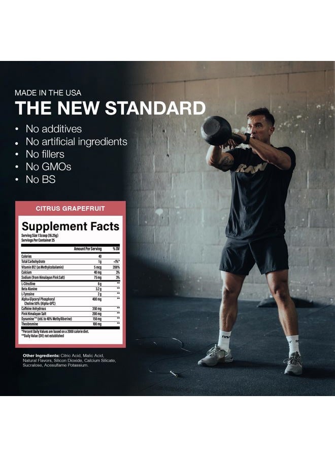 Raw Pre-Workout Powder, Essential CHARGED (Citrus Grapefruit) - Preworkout Supplement for Men, Women - Supports Focus, Mood, Performance - Caffeine, Alpha-GPC, L-Citrulline, Beta Alanine (25 Servings) - Image 5