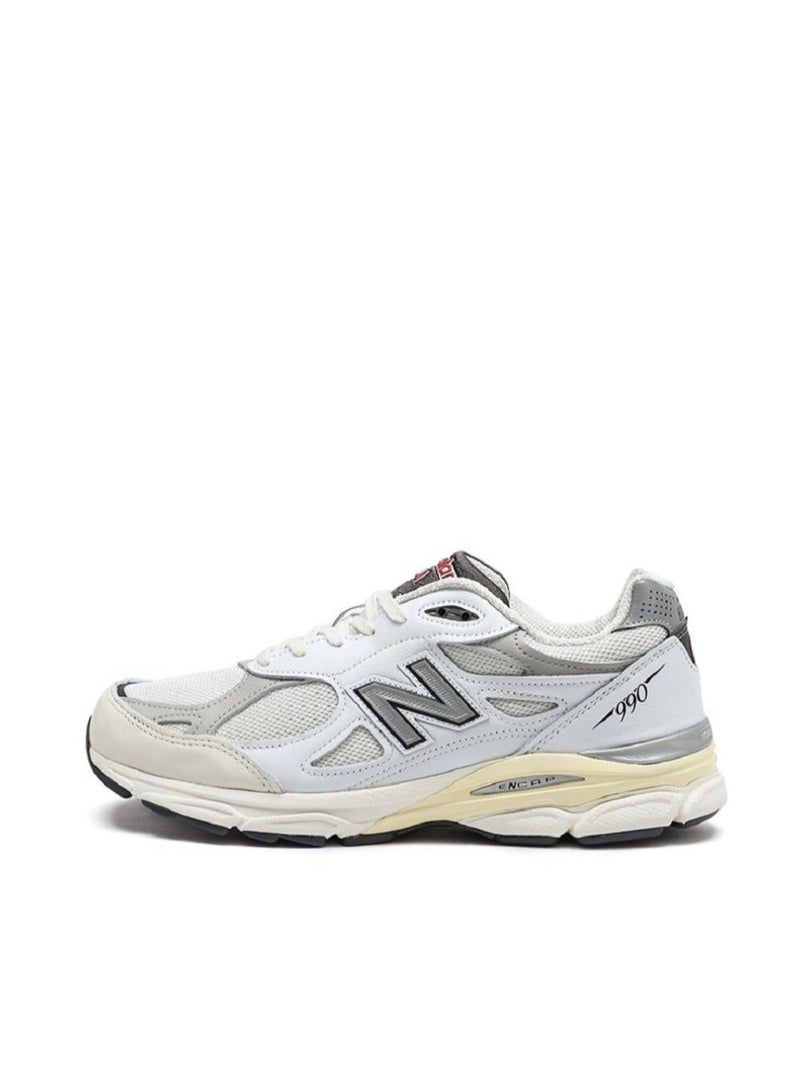 New Balance x Staud 990V3 Retro Sneakers Beige/White | Unisex Running Athlesiure/Colorblock Sneakers Shoes for Men/ Women/Teens | Lightweight Design with Breathable Mesh | All-Day Comfort Casual Shoes - Image 1