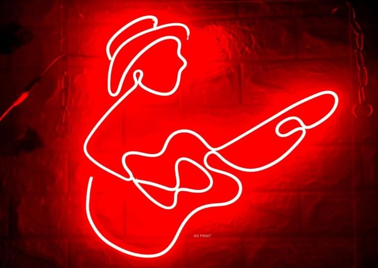 Wall Mitra Guitarist Neon Sign Light Wide Application for Wall Decor at Neon Lights for Bedroom Neon Wall Signs Game Room Decor - Image 1