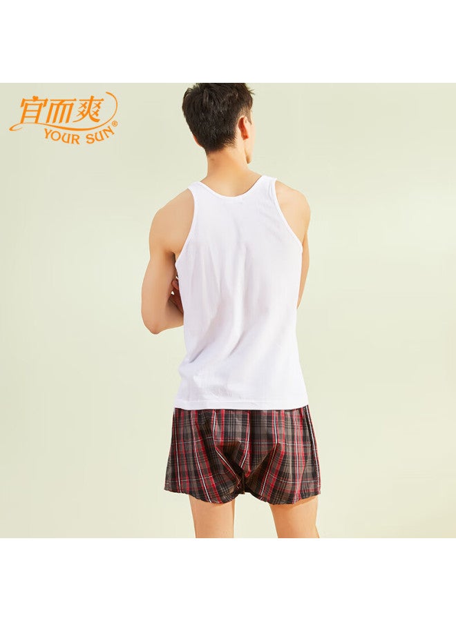 Your Sun Yiershuang 100% Pure Cotton Ribbed Men's Tank Top, All-season High-elasticity Breathable Pajama Undershirt, Men's Undershirt - Image 1
