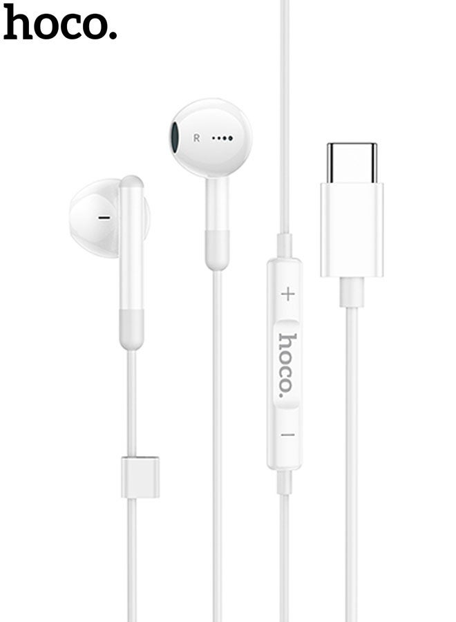 hoco. M93 Small Joy Wire-Controlled Digital Earphones With Microphone, Plug: Type-C, Compatible Huawei Xiaomi OnePlus iPad Pro/iPad Air Type-C Interface(White) - Image 1