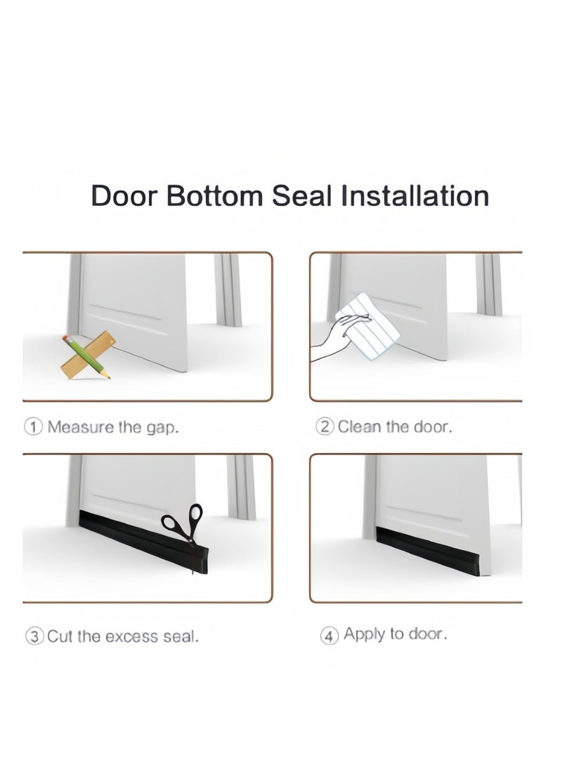 Generic Adhesive Under Door Sweep Weather Stripping Soundproof Rubber Bottom Seal with Wider Strong for Interior Exterior Doors Guard Against Drafts Dust Noise Animals （1M Black）  - Image 4