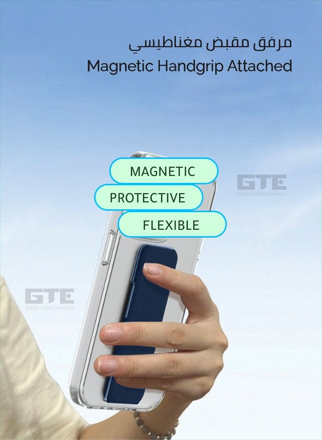 إينيكس جراب حماية شفاف 3 في 1 مغناطيسي ذو مسند للهاتف سامسونج جالكسي اس 25-شفاف/أزرق بحري - Image 5